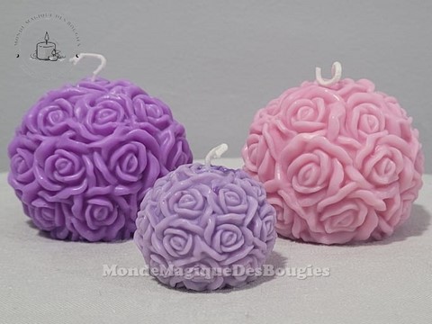 Bougies boules fleurs