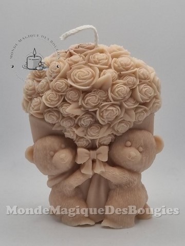 Bougies nounours duo fleurs