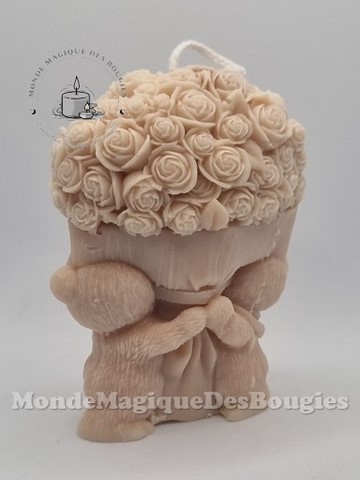 Bougies nounours duo fleurs