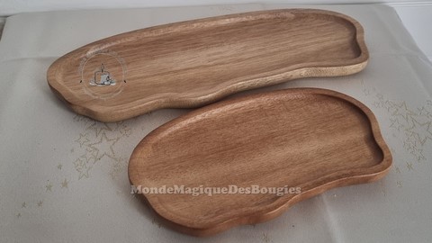 Bougies plateau bois acacia
