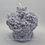 Bougies panier chat fleurs
